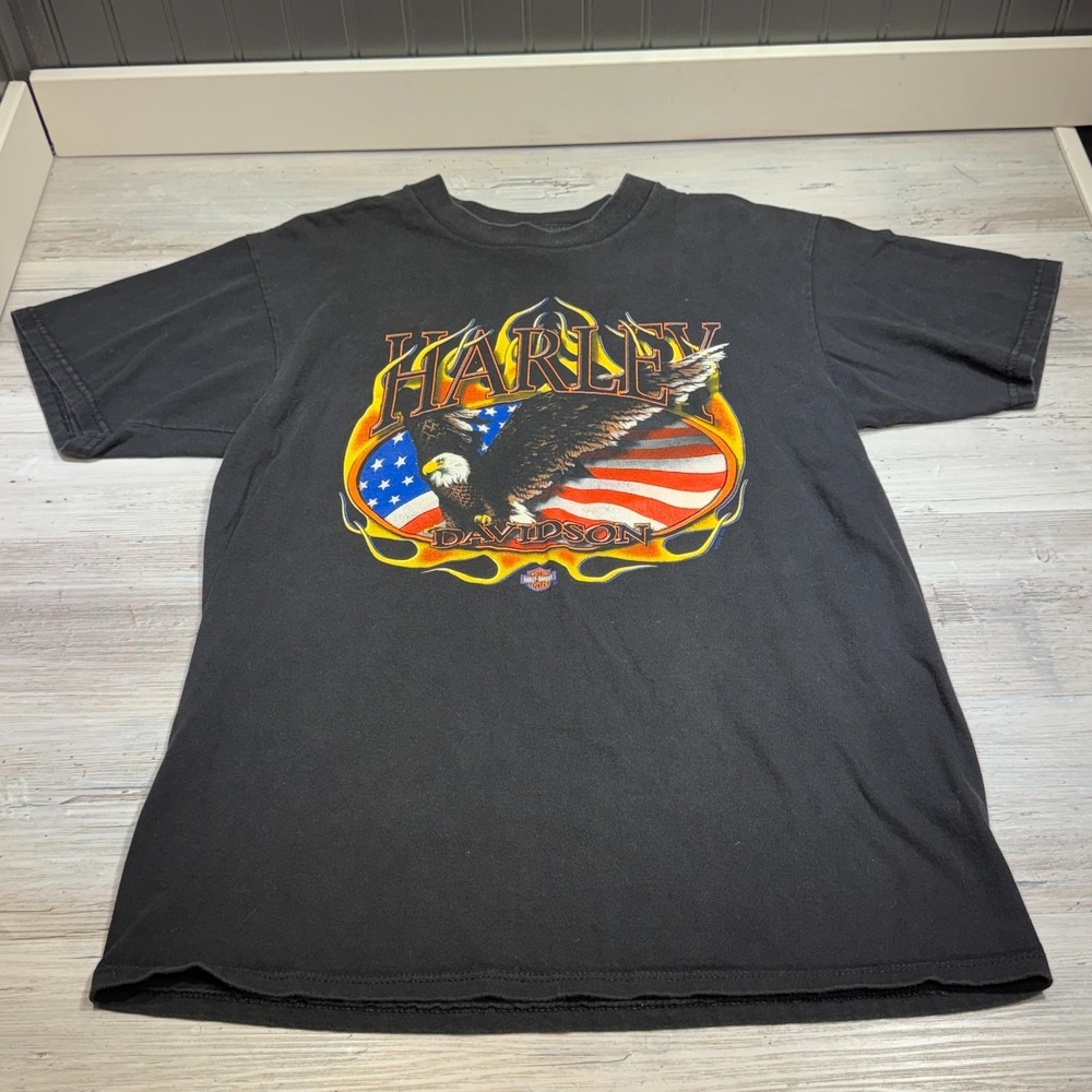 Vintage Harley-Davidson Las Vegas Eagle Graphic T-Shirt - Black (Large) USA MADE